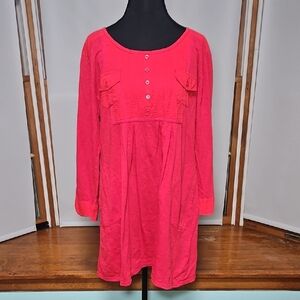 Hannah EUC Red Cotton Long Blouse • Size L